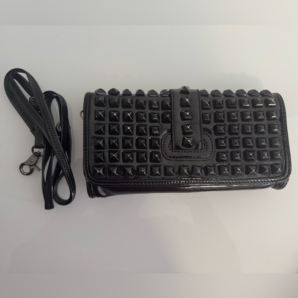 Black Studded Crossbody Wallet